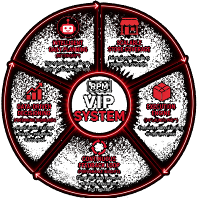 VIP System flywheel connecting planning, coverage, execution, insights and decisioning
